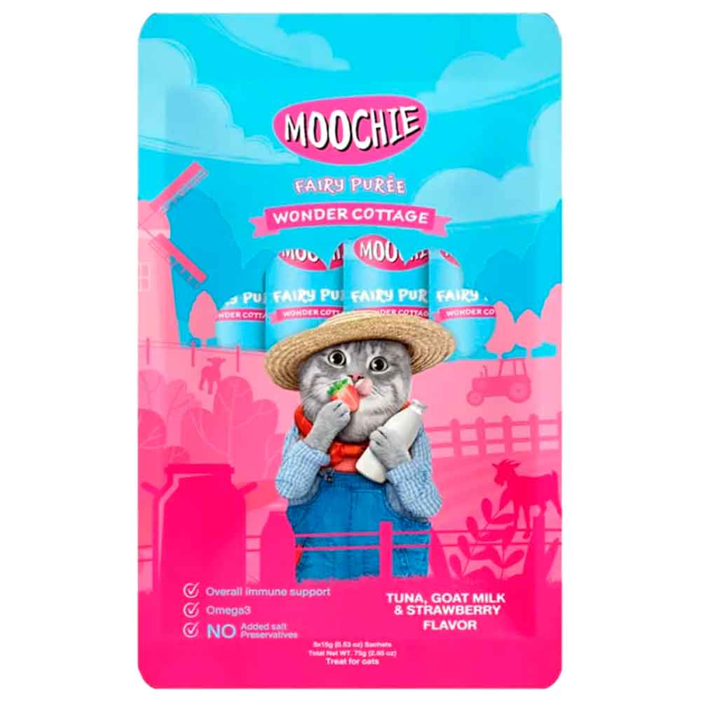 Moochie Sıvı Kedi Ödülü Keçi Sütü ve Çilek 5x15 Gr